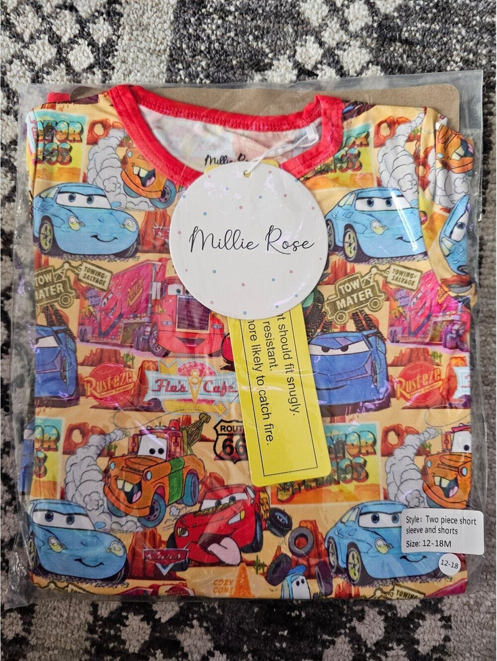 Millie Rose Cars 2 piece short set in 12-18